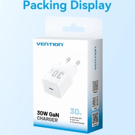 Carregador de Parede Vention FEZ GaN 30W USB-C Preto - Imagem 5