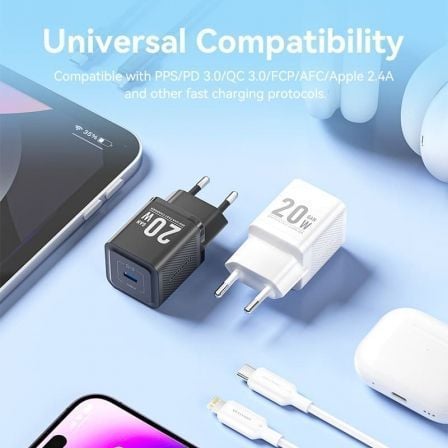 Carregador de Parede GaN Vention TZ-FEPW0-EU-02/ 1xUSB Tipo-C + Cabo Lightning/ 20W - Imagem 2