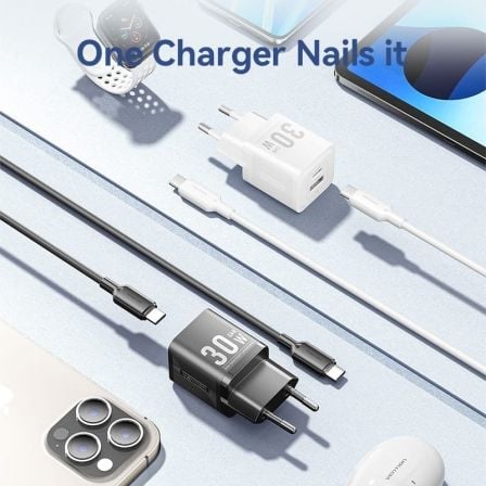 Carregador de Parede GaN Vention TZ-FEQB0-EU-01/ 1xUSB Tipo-C/ 1xUSB + Cabo USB Tipo-C/ 30W - Imagem 4