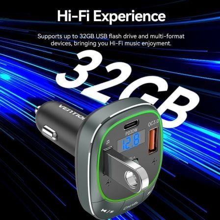 Transmissor FM/ MP3/ Bluetooth Vention FFLB0/ 1x USB Tipo C/ 2x USB/ 30W - Imagem 2