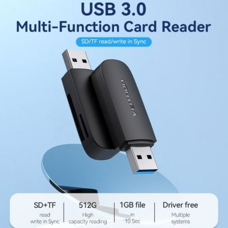 Leitor de Cartões Externo Vention CLGB0/ USB 3.0 - Imagem 4