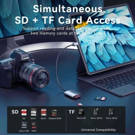Leitor de Cartões Vention CLO 2 em 1 USB-C 3.0 SD e TF Dual Drive SD 4.0 Alumínio Cinzento - Imagem 3
