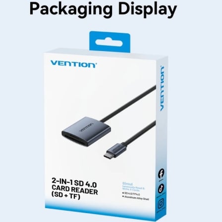 Leitor de Cartões Vention CLO 2 em 1 USB-C 3.0 SD e TF Dual Drive SD 4.0 Alumínio Cinzento - Imagem 5