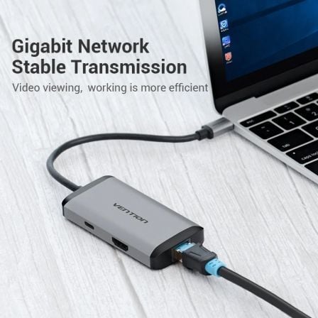 Docking USB Tipo-C Vention CNCHB/ 1xHDMI 4K/ 3xUSB/ 1xUSB Tipo-C PD/ 1xRJ45/ Cinza - Imagem 2