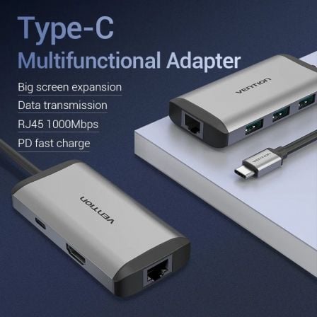Docking USB Tipo-C Vention CNCHB/ 1xHDMI 4K/ 3xUSB/ 1xUSB Tipo-C PD/ 1xRJ45/ Cinza - Imagem 4