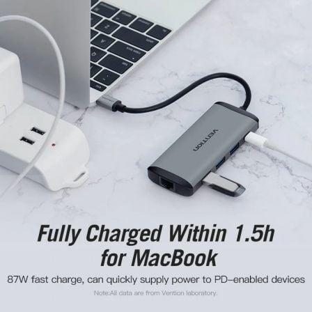 Docking USB Tipo-C Vention CNDHB/ 1xHDMI 4K/ 3xUSB/ 1xUSB Tipo-C PD/ 1xRJ45/ 1xLeitor cartões/ Cinzento - Imagem 4