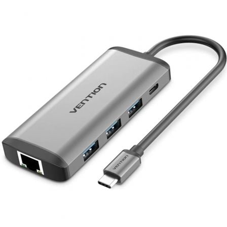 Docking USB Tipo-C Vention CNDHB/ 1xHDMI 4K/ 3xUSB/ 1xUSB Tipo-C PD/ 1xRJ45/ 1xLeitor cartões/ Cinzento