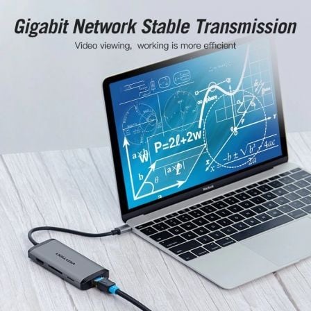 Docking USB Tipo-C Vention CNDHB/ 1xHDMI 4K/ 3xUSB/ 1xUSB Tipo-C PD/ 1xRJ45/ 1xLeitor cartões/ Cinzento - Imagem 5