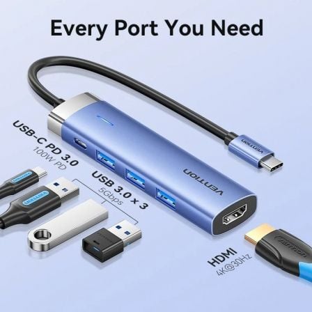 Docking USB Tipo-C Vention TGESB/ 3xUSB/ 1xHDMI 4K/ 1xUSB Tipo-C PD - Imagem 3