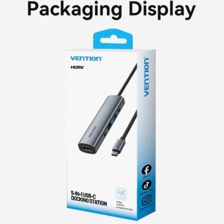 Docking USB Tipo-C Vention TGLHB/ 1xUSB Tipo-C/ 2xUSB/ 1xHDMI 4K/ 1xUSB Tipo-C PD/ Cinzento - Imagem 5