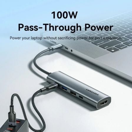 Docking USB Tipo-C Vention TGLHB/ 1xUSB Tipo-C/ 2xUSB/ 1xHDMI 4K/ 1xUSB Tipo-C PD/ Cinzento - Imagem 3