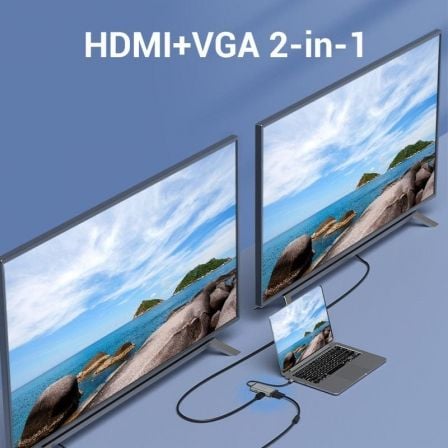 Docking USB Tipo-C Vention TGSHB/ 3xUSB/ 1xHDMI 4K/ 1xVGA/ 1xUSB Tipo-C PD/ Cinzento - Imagem 4
