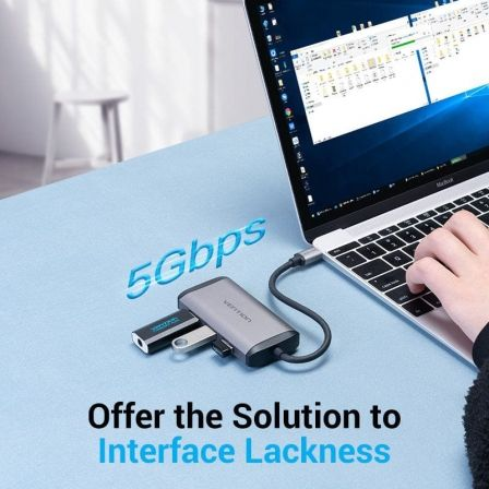 Docking USB Tipo-C Vention TGSHB/ 3xUSB/ 1xHDMI 4K/ 1xVGA/ 1xUSB Tipo-C PD/ Cinzento - Imagem 3