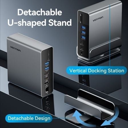 Docking USB Tipo-C Vention TPUH0/ 2xHDMI 4K/ 1xDisplayPort/ 3xUSB Tipo-C/ 5xUSB/ 1xRJ45/ 1xLeitor de Cartões/ 1xJack 3.5/ 1xUSB Tipo-C PD/ Cinzento - Imagem 4