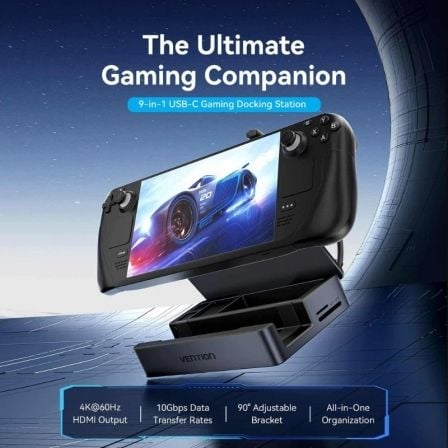 Docking USB Tipo-C para Steam Deck / Switch Vention TPZH0/ 2xHDMI 4K/ 3xUSB/ 1xUSB Tipo-C/ 1xUSB Tipo-C PD/ 1xRJ45/ 1xLeitor de Cartões/ Cinzento - Imagem 2