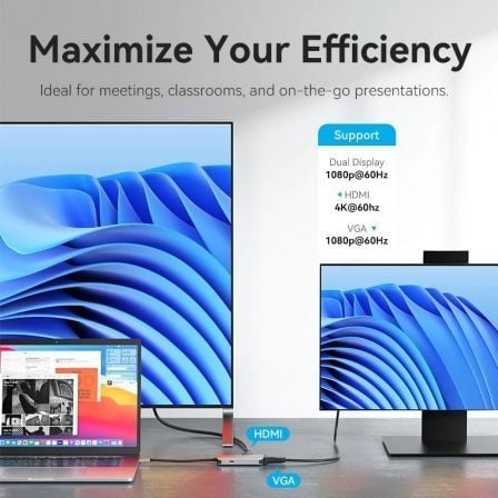 Docking Station Vention TQAHB USB-C para HDMI 4K 60Hz VGA USB 3.0 PD 100W Cinzento - Imagem 5