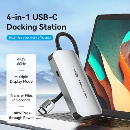 Docking Station Vention TQAHB USB-C para HDMI 4K 60Hz VGA USB 3.0 PD 100W Cinzento - Imagem 2