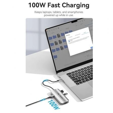 Docking Station Vention TQDHB USB-C HDMI 4K 60Hz 3x USB 3.0 PD 100W Cinzento - Imagem 5