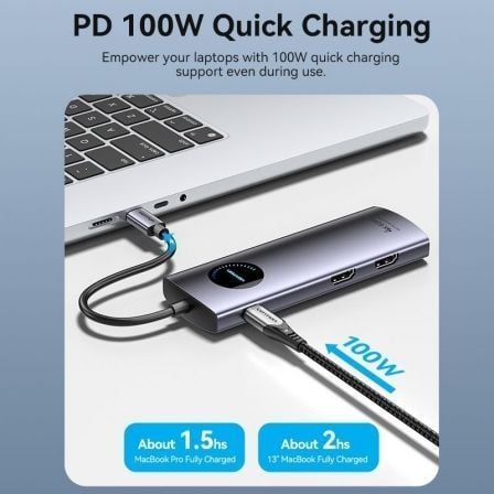 Docking USB Tipo-C Vention TQVHB/ 2xHDMI 4K/ 3xUSB/ 1xRJ45/ 1xLeitor de Cartões/ 1xUSB Tipo-C PD/ Cinzento - Imagem 4