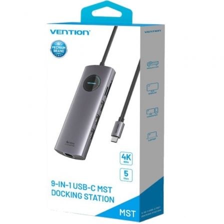 Docking USB Tipo-C Vention TQVHB/ 2xHDMI 4K/ 3xUSB/ 1xRJ45/ 1xLeitor de Cartões/ 1xUSB Tipo-C PD/ Cinzento - Imagem 5