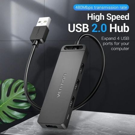 Hub USB 2.0 Vention CHMHB/ 4xUSB/ 1xMicroUSB PD - Imagem 2