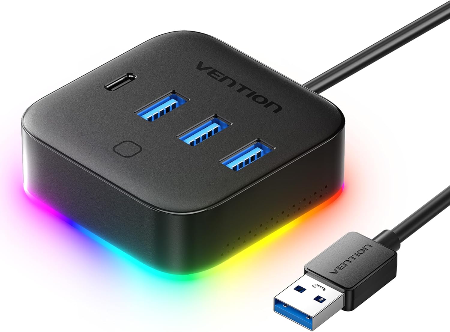 Hub USB 5 em 1 Vention CHZBC USB 3.0 para USB-C 3.2 Gen 1 / 3x USB 3.0 / USB-C Powered 0.25m Preto