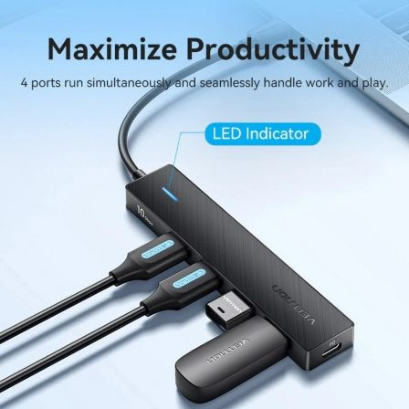 Hub USB Tipo-C 3.2 Vention CKCBB/ 4xUSB/ 1xUSB Tipo-C PD - Imagem 3