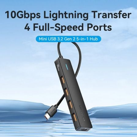 Hub USB Tipo-C 3.2 Vention CKCBB/ 4xUSB/ 1xUSB Tipo-C PD - Imagem 2