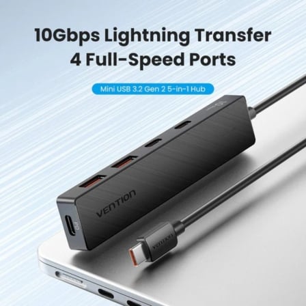 Hub USB-C Vention CKD 5 em 1 USB 3.2 Gen 2 10Gbps 100W Power Delivery Preto - Imagem 2