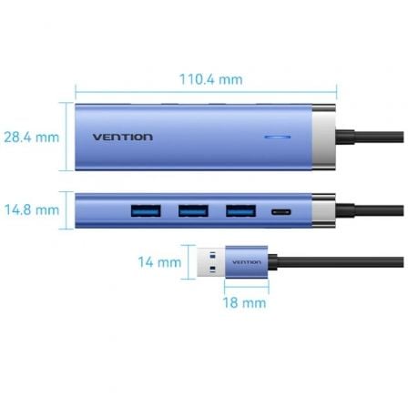 Hub USB 3.0 Vention TGFSB/ 3xUSB/ 1xRJ45/ 1xUSB Tipo-C PD - Imagem 4