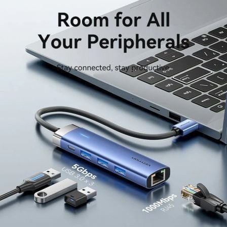 Hub USB 3.0 Vention TGFSB/ 3xUSB/ 1xRJ45/ 1xUSB Tipo-C PD - Imagem 3