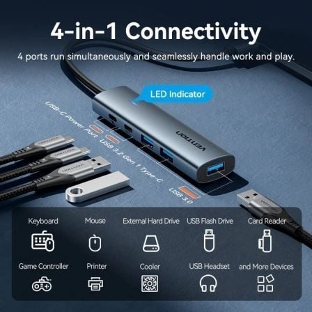 Hub USB 3.0 Vention TGXHB/ 1xUSB Tipo-C/ 3xUSB/ 1xUSB Tipo-C PD/ Cinzento - Imagem 3