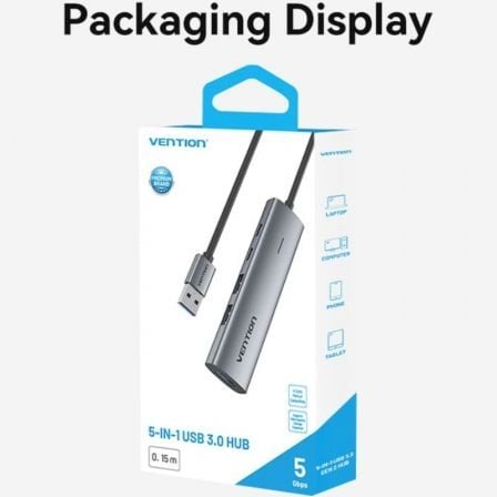 Hub USB 3.0 Vention TGXHB/ 1xUSB Tipo-C/ 3xUSB/ 1xUSB Tipo-C PD/ Cinzento - Imagem 5