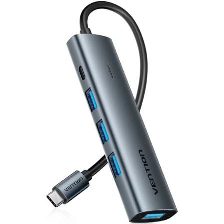 Hub USB Tipo-C 3.0 Vention TGZHB/ 3xUSB/ 1xUSB Tipo-C PD/ Cinzento