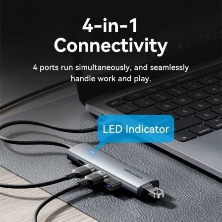 Hub USB Tipo-C 3.0 Vention TGZHB/ 3xUSB/ 1xUSB Tipo-C PD/ Cinzento - Imagem 3