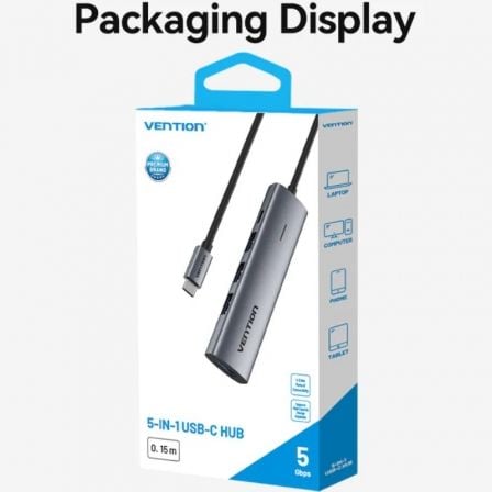 Hub USB Tipo-C 3.0 Vention TGZHB/ 3xUSB/ 1xUSB Tipo-C PD/ Cinzento - Imagem 5