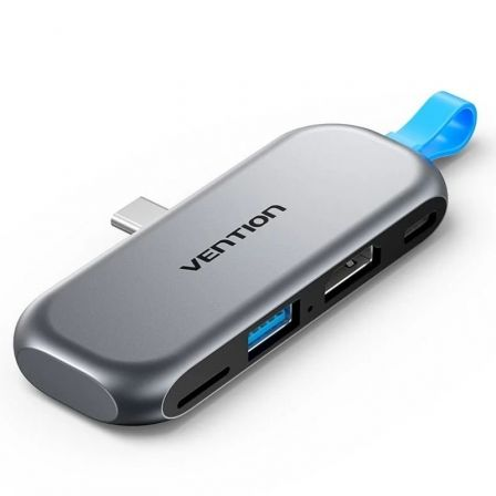 Docking Sem Cabos USB Tipo-C Vention THYH0/ 1xUSB/ 1xHDMI/ 1xUSB Tipo-C PD/ 1xLeitor de Cartões/ Cinzento