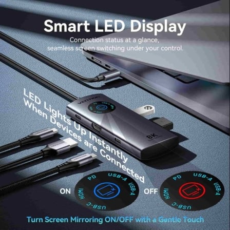 Docking Station Vention TQXHB 5-em-1 USB-C para HDMI 8K USB 3.2 Gen 1 USB 3.0 PD 100W Cinzento - Imagem 4