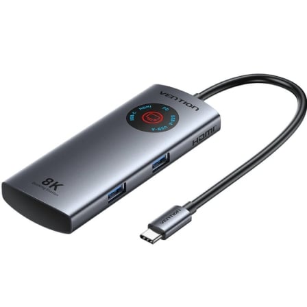 Docking Station Vention TQXHB 5-em-1 USB-C para HDMI 8K USB 3.2 Gen 1 USB 3.0 PD 100W Cinzento