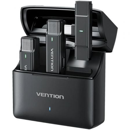 Microfone Sem Fios com Clip Vention NCAB0/ USB Tipo-C/ Inclui Recetor/ 2 Unidades