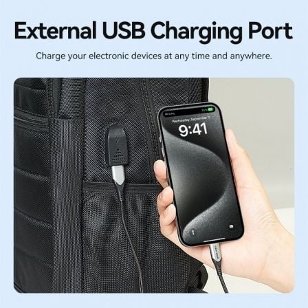 Mochila Vention KRKB0 para Portáteis até 17''/ Impermeável/ Porta USB/ Antirroubo/ Preta - Imagem 5