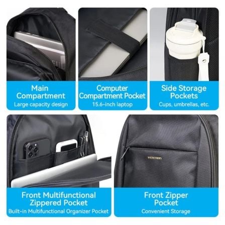 Mochila Vention KRMB0 para Portáteis até 15.6"/ 20L/ Preta - Imagem 4