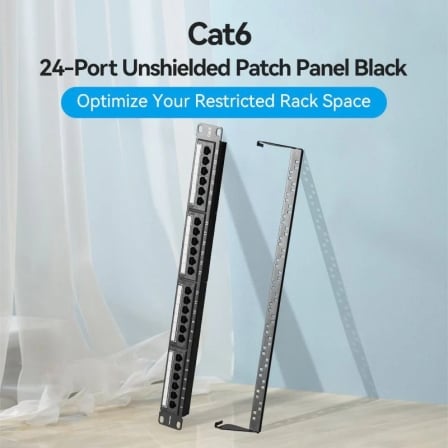 Patch Panel Vention 24 Portas Cat.6 RJ45 40Gbps 2000MHz Preto - Imagem 2