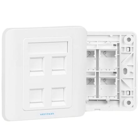 Placa de Parede Vention Tipo 86 IFFW0 4 Portas RJ45 Branco