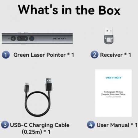 Apresentador Sem fios por Bluetooth Vention KQJH0/ 2.4GHz/ Cinzento - Imagem 2