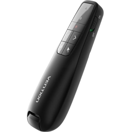 Apresentador Sem Fios Vention KQPB0-GL 2.4GHz Air Mouse Laser Verde USB-A/USB-C Bateria 200mAh Preto