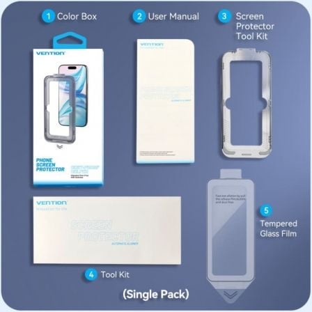 Pack de 2 Protetores de Ecrã de Vidro Temperado Vention KUPTCB-20 para iPhone 16 Pro + Ferramenta de Instalação Anti-Pó - Imagem 4