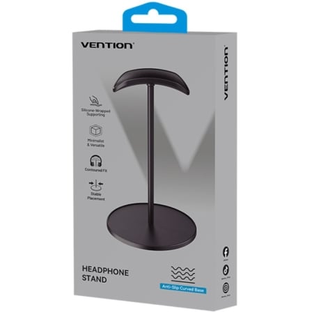 Suporte para Auscultadores Vention KSOB0 em ABS e Metal com Revestimento de Borracha e Base Pesada Preto - Imagem 3