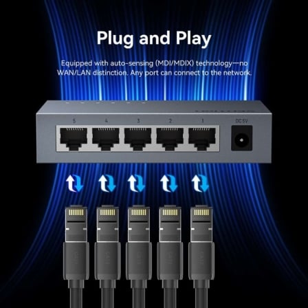 Switch Vention ITDH0-EU 5 Portas RJ45 Gigabit 10/100/1000 Mbps 10 Gbps Cinzento - Imagem 3