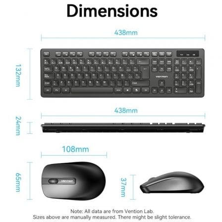 Teclado e Rato Sem Fios Vention Combo KTDB0-ES - Imagem 4